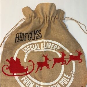 Simplify Holiday Large Jute Christmas Gift Sack with Drawstring Closure NWOT